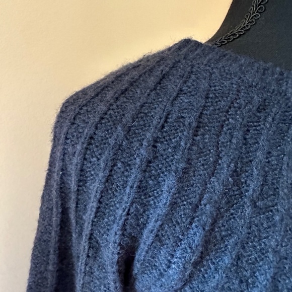 **BLUE RAIN* Blue x Red Long Sleeve x Plaid Tie-Back Sweater Dress Size Small - Picture 3 of 7